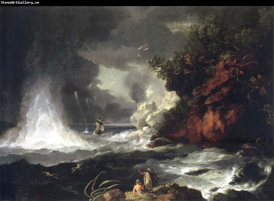 unknow artist A View of Cape Stephens in Cook-s Straits New Zealand With Waterspout